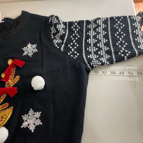 Holiday Time Christmas Ugly Knit Sweater Sequin Reindeer Women's 3X - Picture 10 of 12